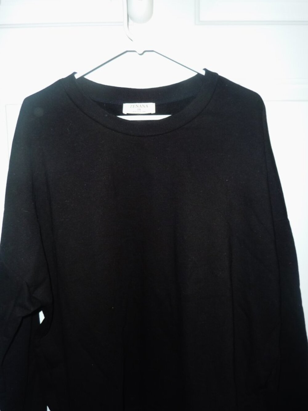 NWT Zenana Black Round Neck Sweatshirt With Pockets Size 3XL